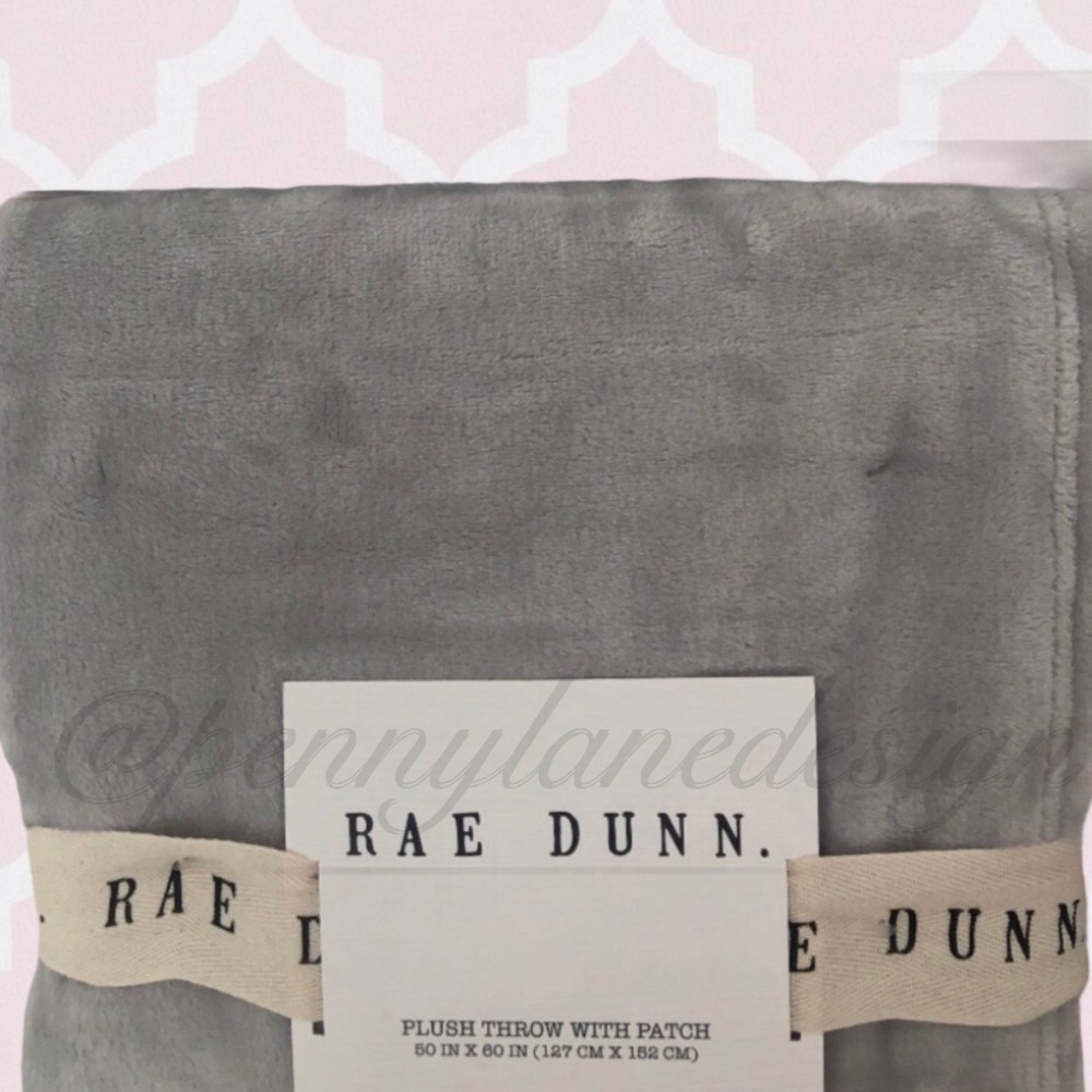 Rae Dunn Plush Throw RELAX Patch 50" x 60" Gray - Picture 6 of 8
